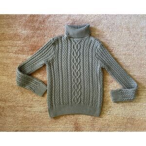 Jeanne Pierre cable knit turtleneck  taupe brown sweater cotton womens M